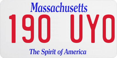 MA license plate 190UY0