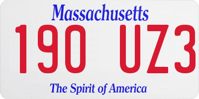 MA license plate 190UZ3