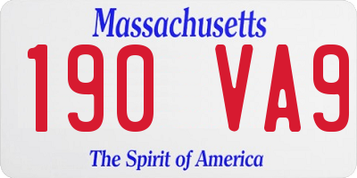 MA license plate 190VA9