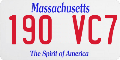MA license plate 190VC7