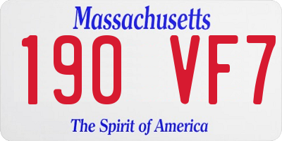 MA license plate 190VF7