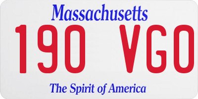 MA license plate 190VG0