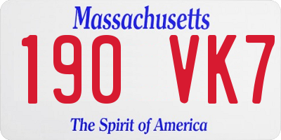 MA license plate 190VK7