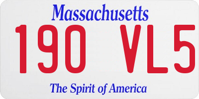MA license plate 190VL5