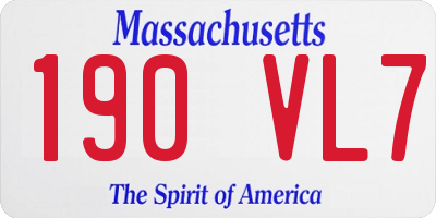 MA license plate 190VL7