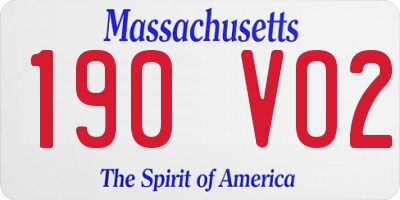 MA license plate 190VO2