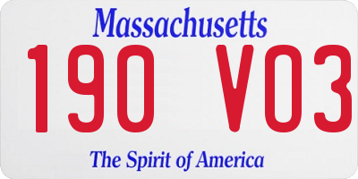 MA license plate 190VO3