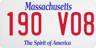 MA license plate 190VO8