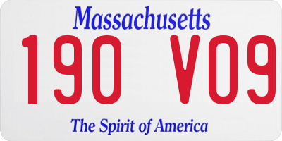 MA license plate 190VO9