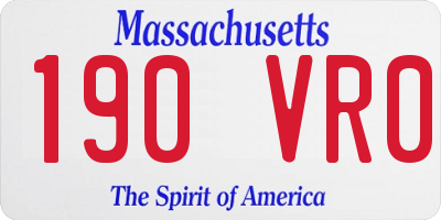 MA license plate 190VR0