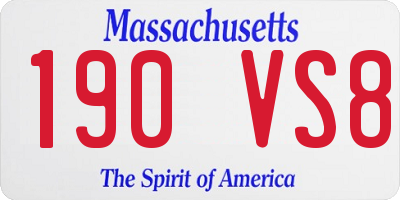 MA license plate 190VS8