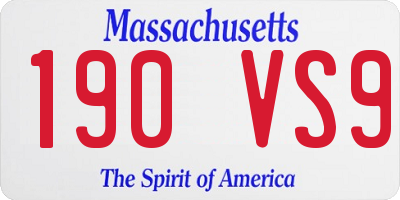 MA license plate 190VS9
