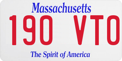 MA license plate 190VT0
