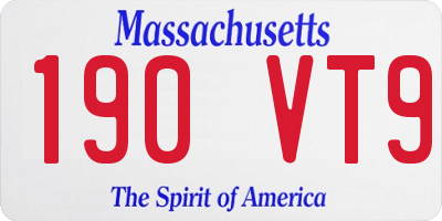 MA license plate 190VT9