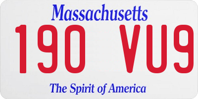 MA license plate 190VU9