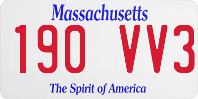 MA license plate 190VV3