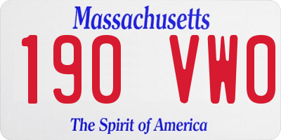 MA license plate 190VW0