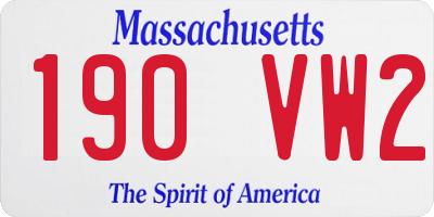 MA license plate 190VW2
