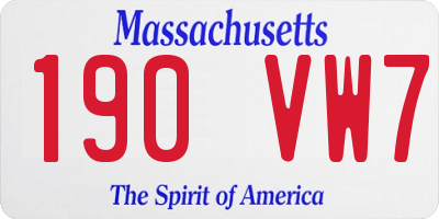 MA license plate 190VW7