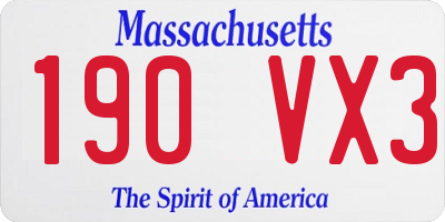 MA license plate 190VX3