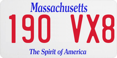 MA license plate 190VX8