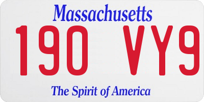MA license plate 190VY9