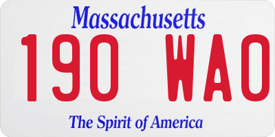 MA license plate 190WA0