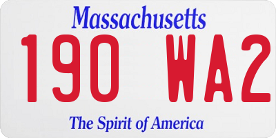 MA license plate 190WA2