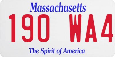 MA license plate 190WA4