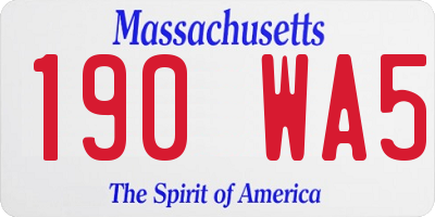 MA license plate 190WA5