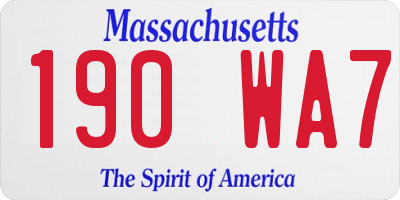 MA license plate 190WA7