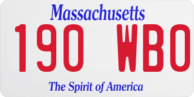 MA license plate 190WB0