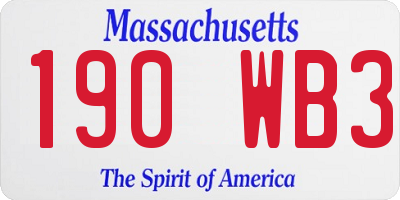 MA license plate 190WB3