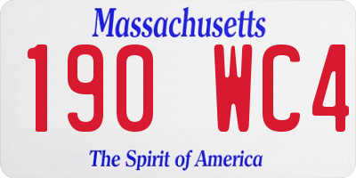 MA license plate 190WC4