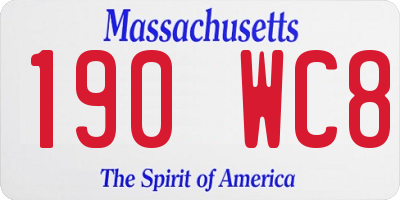 MA license plate 190WC8