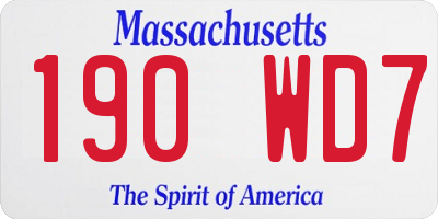 MA license plate 190WD7