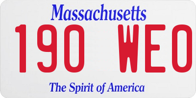 MA license plate 190WE0