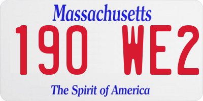 MA license plate 190WE2