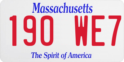 MA license plate 190WE7