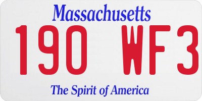 MA license plate 190WF3