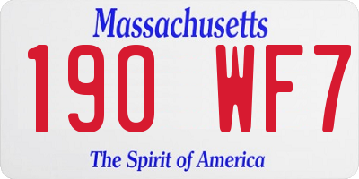 MA license plate 190WF7