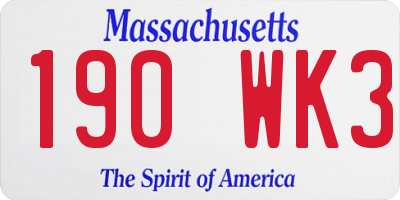 MA license plate 190WK3