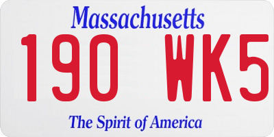 MA license plate 190WK5