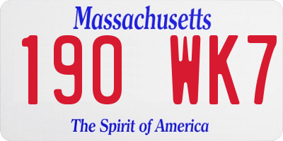 MA license plate 190WK7