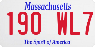 MA license plate 190WL7