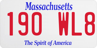 MA license plate 190WL8