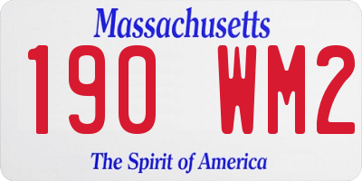 MA license plate 190WM2