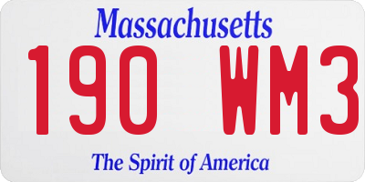 MA license plate 190WM3