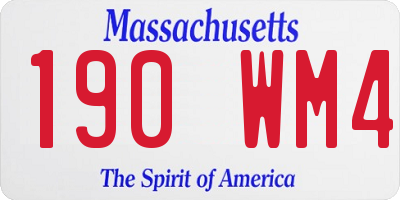 MA license plate 190WM4
