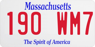 MA license plate 190WM7
